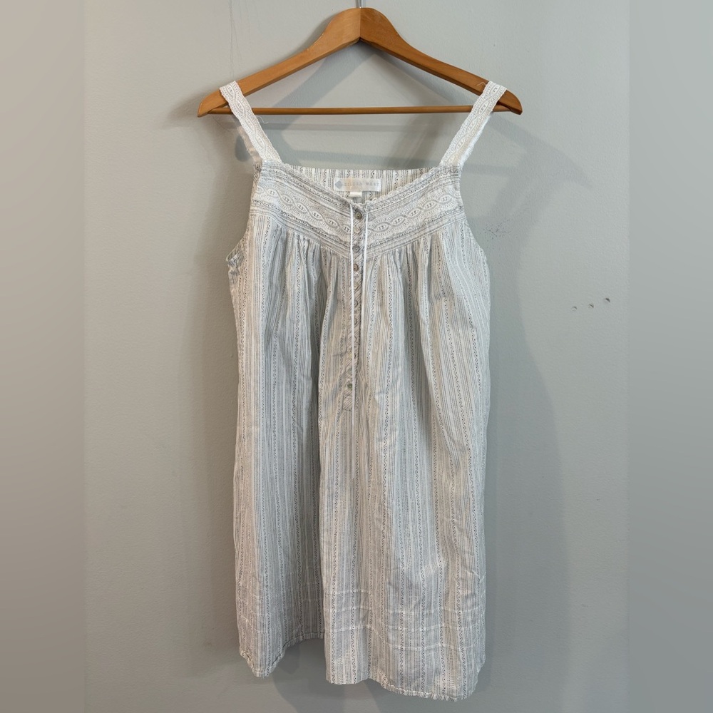 Eileen West White Striped Nightgown